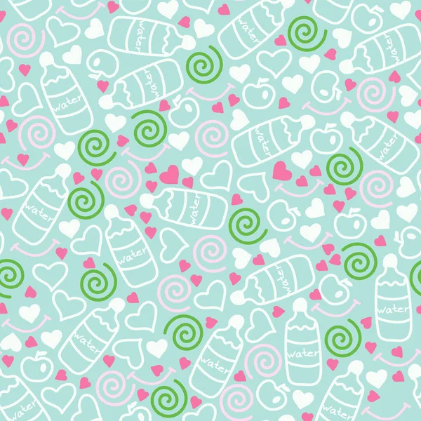 Çocuk tekstil ürünleri, duvar kâğıdı ve ambalaj kâğıdı süslemek için harika bir çizgi film deseni. sağlıklı yiyecekler, yaşam tarzı. 