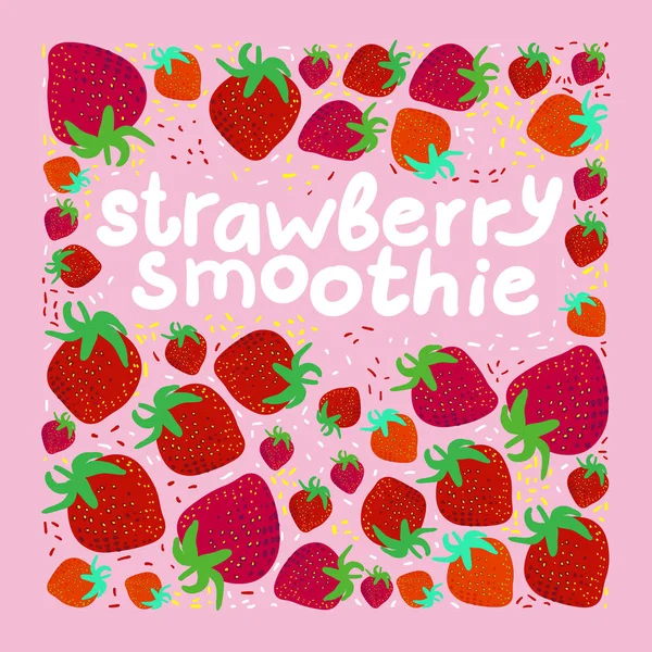 Çilekli içecekler için el yapımı etiket. Çizgi film çizimi. Çocuk kıyafetlerini süslemek için baskı. Tırman, izole ögeler
