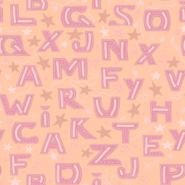 바다없는 패턴은 알파벳 글자로 구성되어 있습니다 어린이들 벽지를 장식하는 — 스톡 벡터