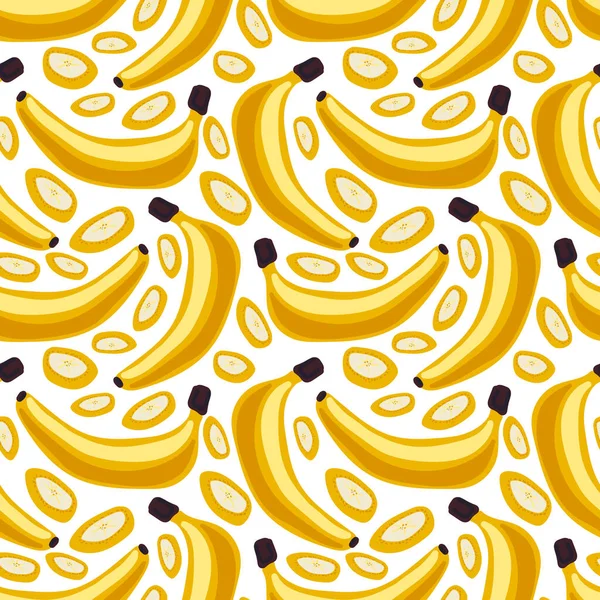 Padrão Sem Costura Com Bananas Fundo Branco Estilo Cartoon Decoração — Vetor de Stock