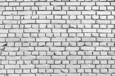 Beyaz tuğla duvar dokusu arka plan. Yaşlı yıpranmış ve çatlamış tuğlalar. Kapat.