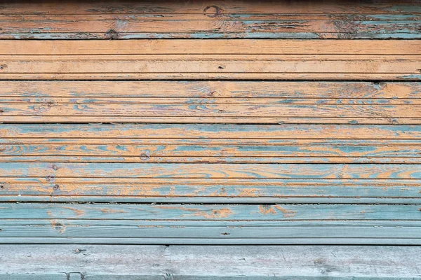 Oranžové Modré Staré Dřevěné Textury Pozadí Poškrábaná Dřevěná Stěna Odloupnutou — Stock fotografie