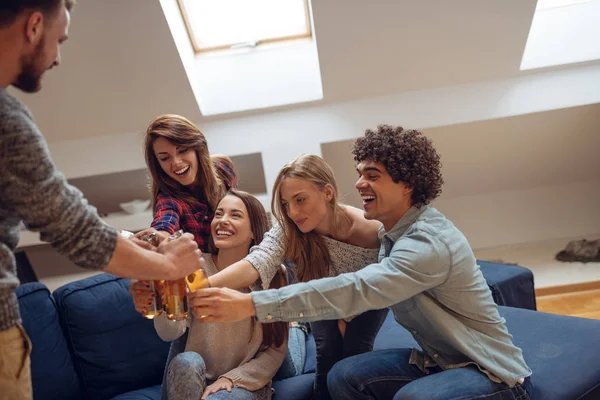 Happy toast with friends — Stock Photo, Image