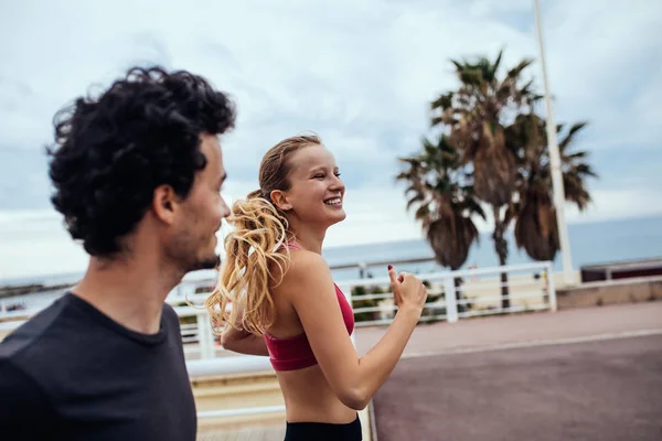 Enjoying an afternoon jog together — Stock Photo, Image