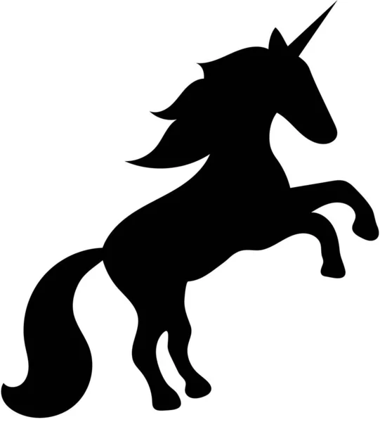 Siluet unicorn hitam - Stok Vektor