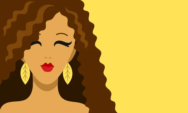 Retrato de uma menina latina com cabelo encaracolado —  Vetores de Stock