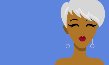 Portrait of platinum blonde girl on blue background vector Portrait of platinum blonde girl on blue background vector