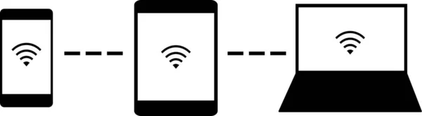 Smartphone, tablet y laptop con WiFi — Archivo Imágenes Vectoriales