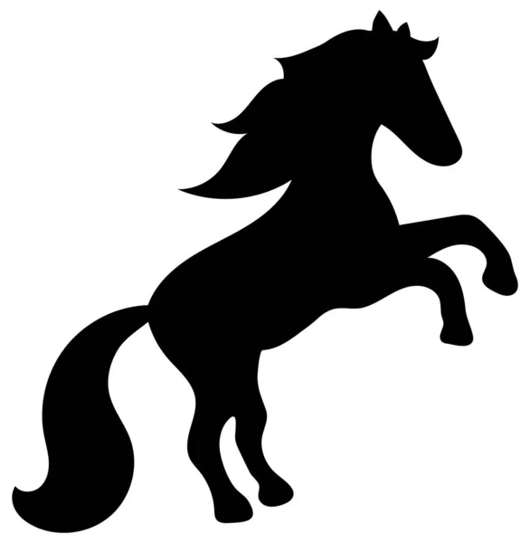 Μαύρη Σιλουέτα Καρτούν Ενός Αλόγου Που Μεγαλώνει Χαίτη Του Πετάει — Διανυσματικό Αρχείο