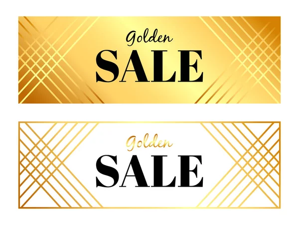 Golden Elegant Rectangular Banners Black Lettering Inscription Golden Sale Line — Stock Vector