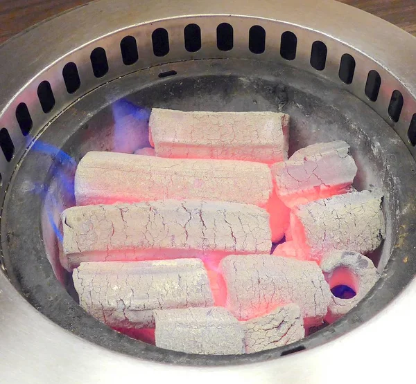 Burning coals in the stove closeup — Stock Photo, Image