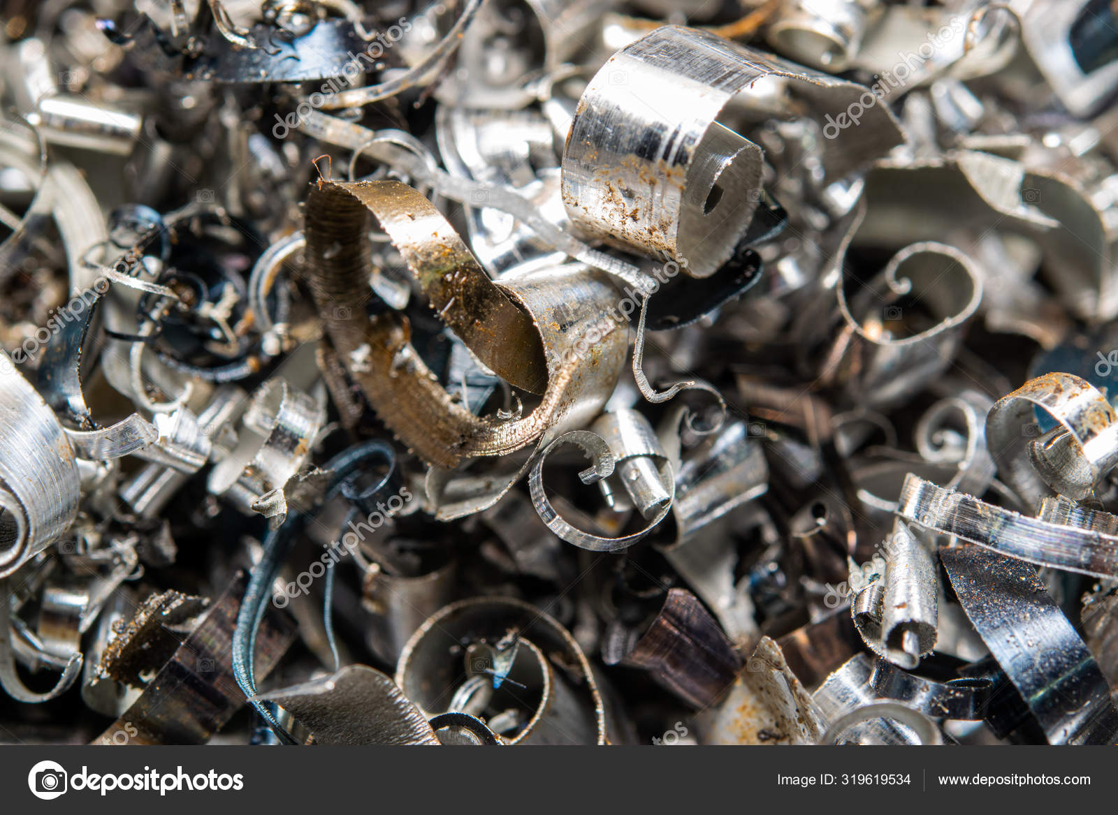 Industrial Waste Form Sharp Metal Chips Industrial Metal Debris Stock