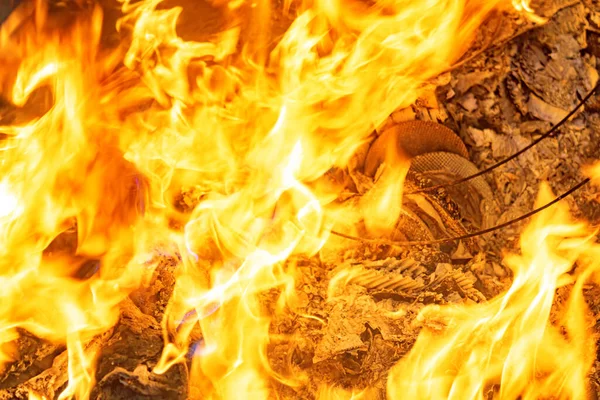 Yangın, yanan molozlar, odak noktası yok. Büyük yanan ateş.