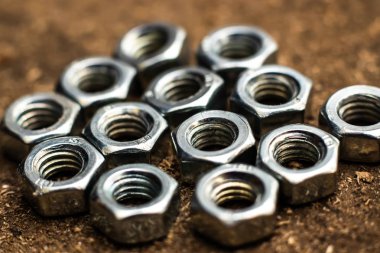 Metalik yeni parlak fındıklar yerde yatıyor..