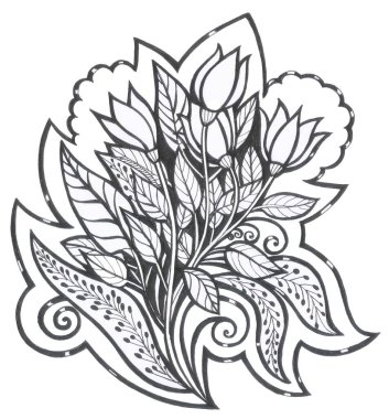 lale desenli beyaz arkaplan nesne çizimleri resimlemesini izole et