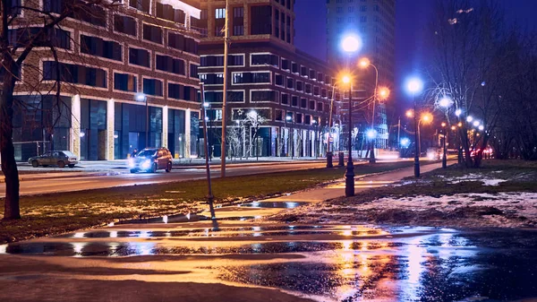 Amur Street Night Moscow Low Light — Stock Photo, Image