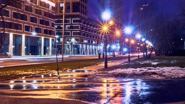 Calle Amur Noche Moscú Poca Luz — Foto de Stock