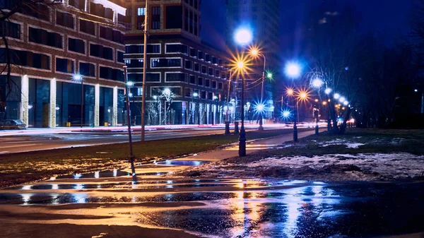 Calle Amur Noche Moscú Poca Luz — Foto de Stock