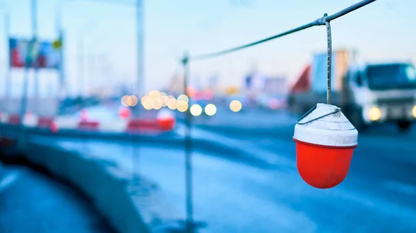 Baulaterne Neben Der Straßenfarbe — Stockfoto