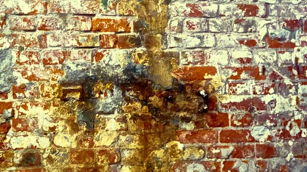 Mur Murowany Opuszczonym Kolorze Domu — Zdjęcie stockowe