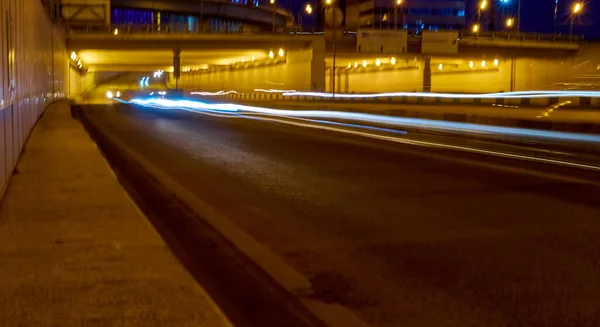 Długi Czas Ekspozycji Autostradzie Słabe Światło — Zdjęcie stockowe