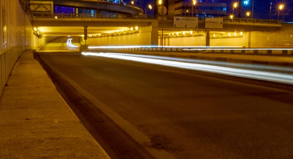 Długi Czas Ekspozycji Autostradzie Słabe Światło — Zdjęcie stockowe