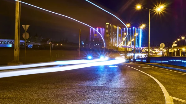 Lange Blootstelling Aan Snelweg Weinig Licht — Stockfoto