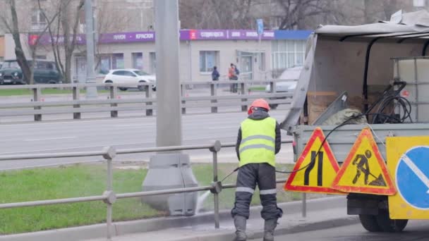 Tratamento Sanitário Câmera Lenta Pólos Leste Moscou Durante Quarentena Covid — Vídeo de Stock