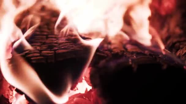 Slomotion Video Fuego Llamas Con Amarillo Oscuro Ardiente Fondo Borroso — Vídeo de stock
