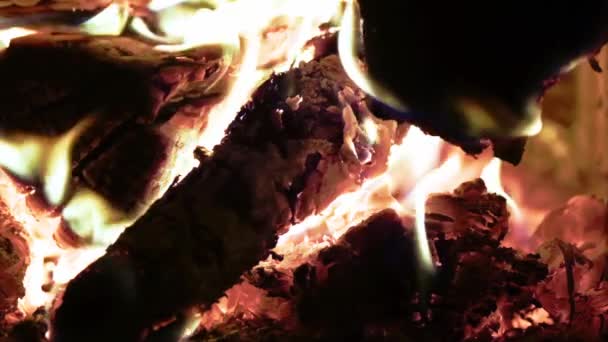 Slomotion Video Fuego Llamas Con Amarillo Oscuro Ardiente Fondo Borroso — Vídeo de stock