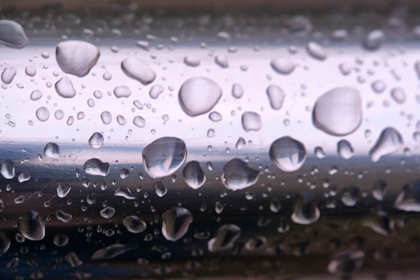 Drops Water Iron Pipe Macro — Stock Photo, Image