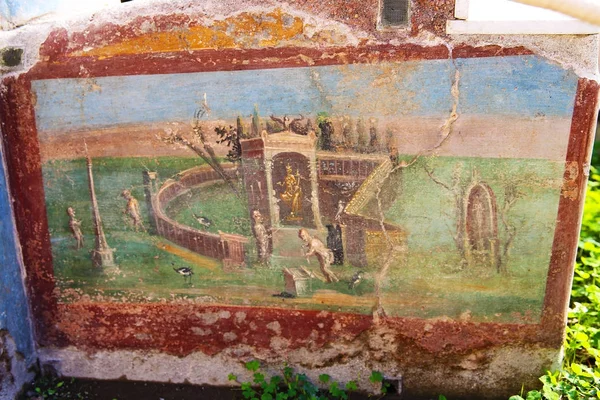 Помпеї Італія Фресковий Розпис Стародавніх Римських Стін — стокове фото