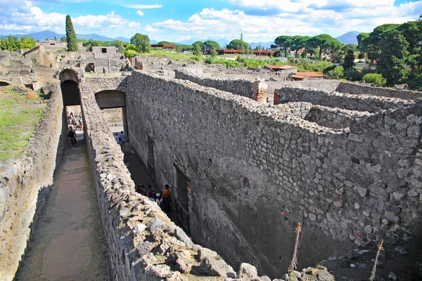 Ruinerna Den Antika Staden Pompeji Förstörda Vulkanutbrott Berget Vesuvio Italien Royaltyfria Stockbilder