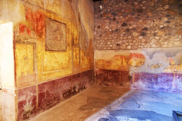 Pompeii Itálie Freska Malby Starověké Římské Hradby Stock Fotografie