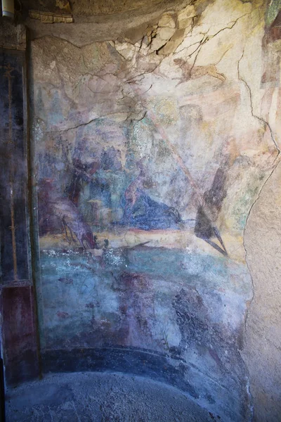 Pompeji Italien Fresco Målningar Gamla Romerska Murarna Stockfoto