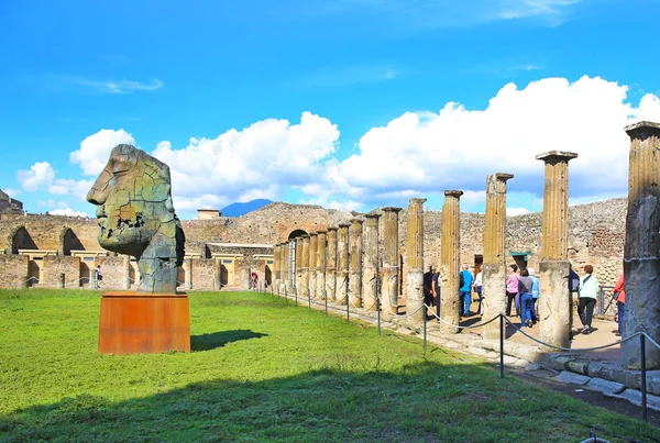 Ruinerna Den Antika Staden Pompeji Förstörda Vulkanutbrott Berget Vesuvio Italien Stockbild