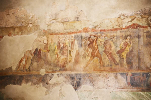 Pompeji Italien Fresco Målningar Gamla Romerska Murarna Royaltyfria Stockbilder