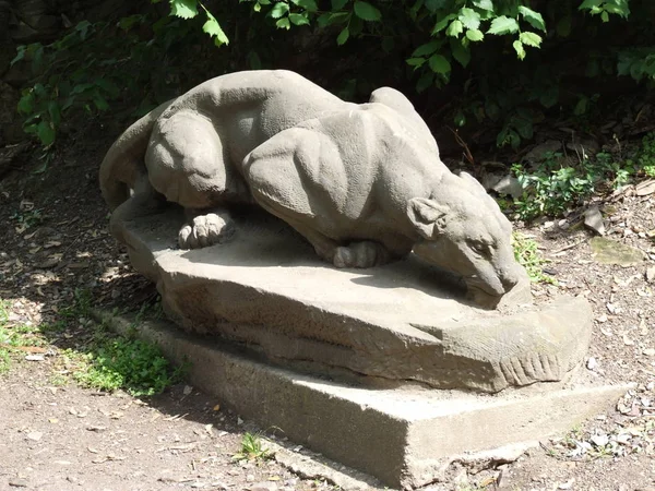 Escultura Una Pantera Zoológico — Foto de Stock