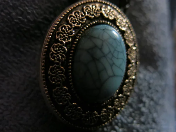 Broche Vintage Turquoise Dans Cadre — Photo