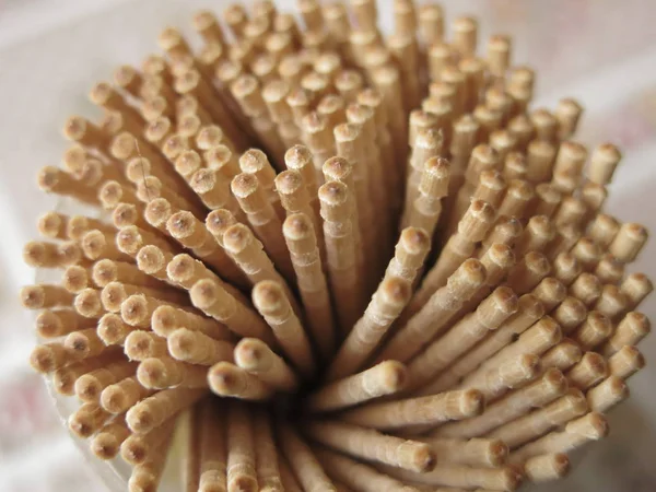 Wooden Toothpicks Fan Close — Stock Photo, Image