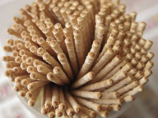 Wooden Toothpicks Fan Close — Stock Photo, Image