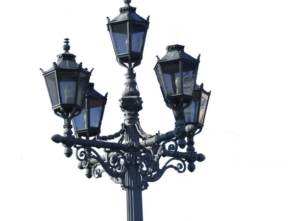 isolate wrought-iron street light in retro style with five plafonds