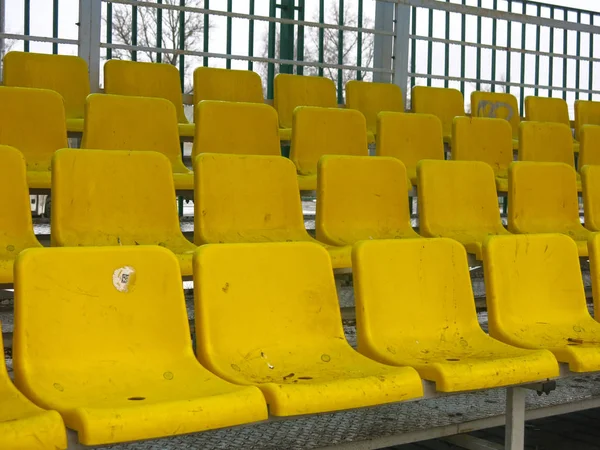 Stands Vazios Estádio Futebol Com Assentos Amarelos — Fotografia de Stock