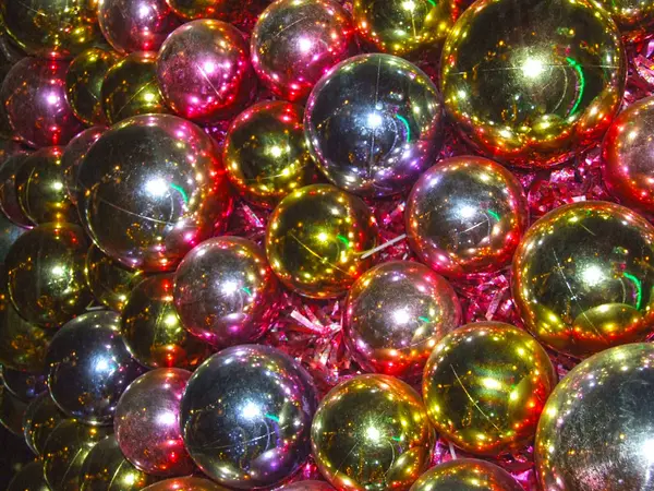 Grande Ano Novo Fundo Feriado Muitas Bolas Vidro Coloridas Brilhantes — Fotografia de Stock