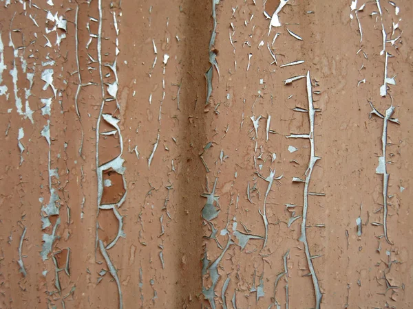 Superfície Com Nervuras Metal Com Descascamento Tinta Marrom — Fotografia de Stock