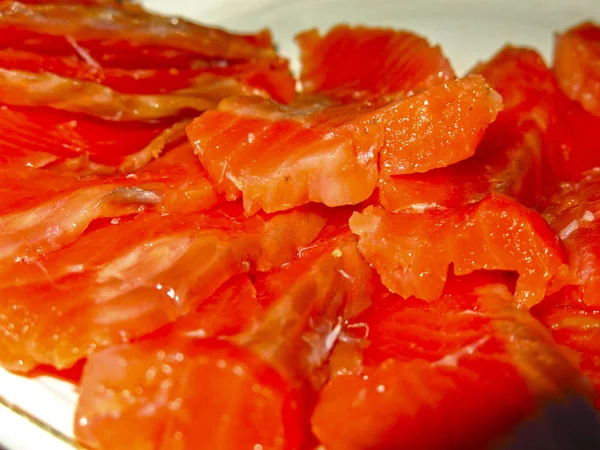 butchered red fish (trout, pink salmon) for a festive dinner