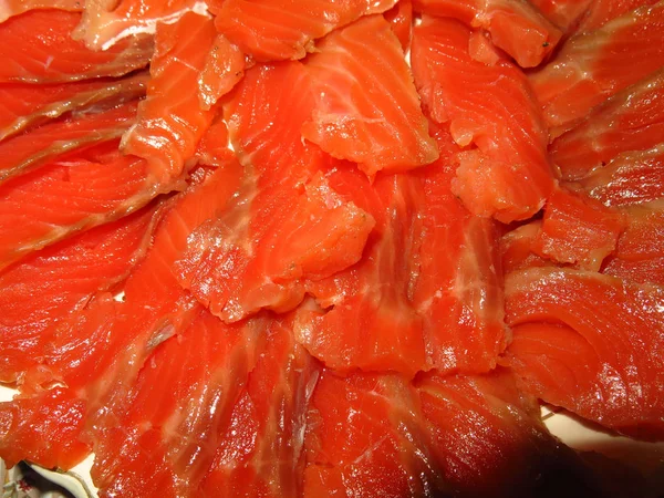 butchered red fish (trout, pink salmon) for a festive dinner