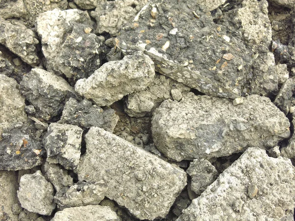 Broken Gray Chunks Asphalt Pile — Stock Photo, Image