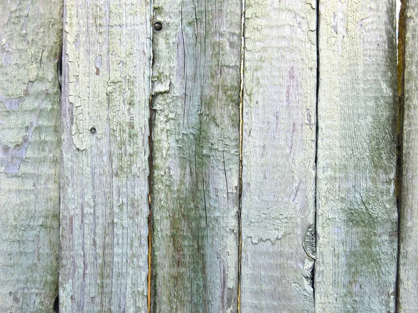 Textura Una Valla Peladora Madera Gris Verde Hecha Tablones — Foto de Stock