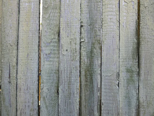 Texture Gray Green Wooden Peeling Fence Made Planks — Stock Photo, Image